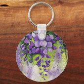 Porte-clés Belles Fleurs De Wisteria En Aquarelle (Recto)