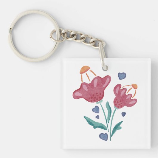Porte-clés Belles fleurs psychédéliques (Devant)