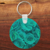 Porte-clés Belles fleurs turquoises roses turquoises (Recto)