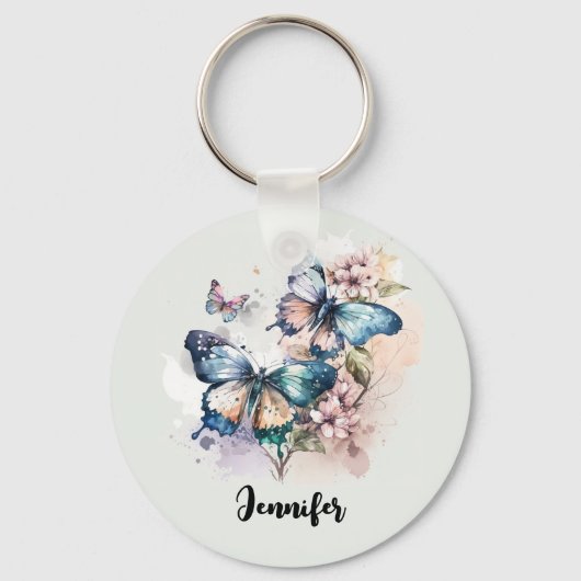 Porte-clés Belles papillons et fleurs (Recto)