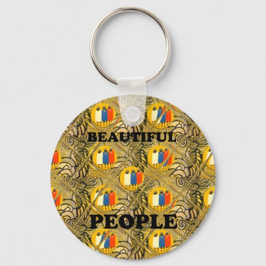 Porte-clés Belles Personnes Couleurs Motif Traditionnelles Af (Recto)