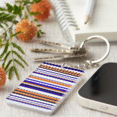 Porte-clés Belles rayures bleues orange (Devant droit)