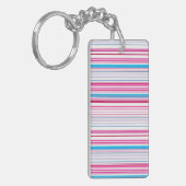 Porte-clés Belles rayures rose bleue (Devant gauche)