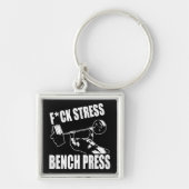 Porte-clés BENCH PRESS, F*CK STRESS - Exercice Motivational (Devant)