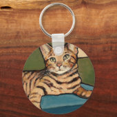 Porte-clés Bengale Chat levant, Peinture originale (Recto)