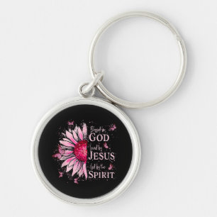 Porte-clés Béni par Dieu - Aimé par Jésus Tournesol Rose