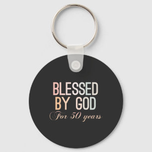 Porte-clés Béni par Dieu pendant 50 ans, design de 50ème anni