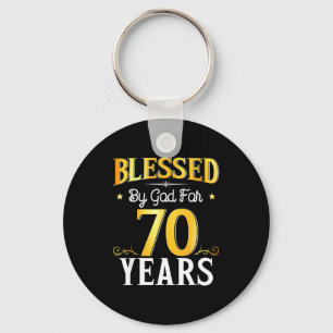 Porte-clés Béni par Dieu pendant 70 ans 70e anniversaire Homm