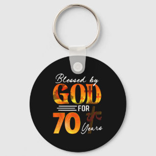 Porte-clés Béni par Dieu pendant 70 ans Cadeau 70e anniversai