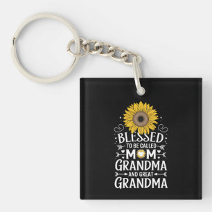 Porte-clés Bénie d'être appelée maman grand-mère Grand Tourne