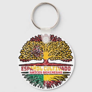 Porte-clés Bénin Béninois Espagnol Espagne Racines Drapeau