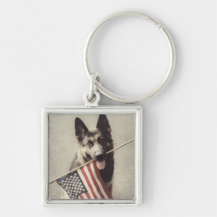 Porte-clés Berger allemand avec drapeau américain