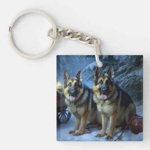 Porte-clés Berger Allemand décoration de Noël de traîneau enn