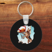 Porte-clés Berger Allemand Jouant Basketball Fun Chien Basket (Recto)