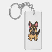 Porte-clés berger allemand kawaii dessin animé noir et tan (Devant gauche)