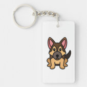 Porte-clés berger allemand kawaii dessin animé noir et tan (Devant)