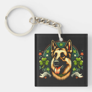 Porte-clés Berger allemand St Patrick's Day Berger chien cade