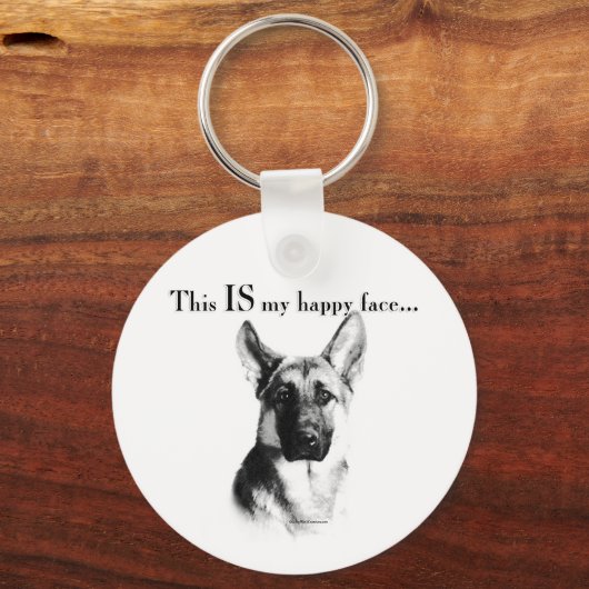 Porte-clés Berger allemand visage heureux (Verso)