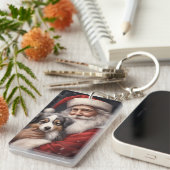 Porte-clés Berger australien avec Noël du Père Noël (Devant droit)