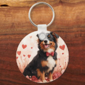 Porte-clés Berger australien avec Rose - Saint Valentin (Recto)
