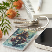 Porte-clés Berger belge Chien à cheval Moto Noël (Devant droit)