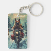 Porte-clés Berger belge Chien à cheval Moto Noël (Dos)