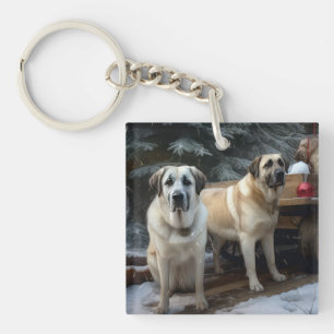 Porte-clés Berger d'Anatolie Traîneau de Neige Décor de Noël
