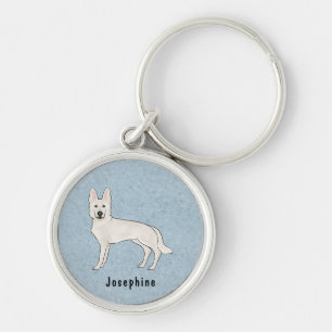 Porte-clés Berger Suisse blanc GSD mignon chien avec nom
