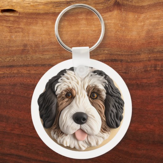 Porte-clés Bernedoodle Chien 3D inspiré (Recto)