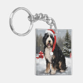 Porte-clés Bernedoodle Chien dans Noël de neige (Devant gauche)