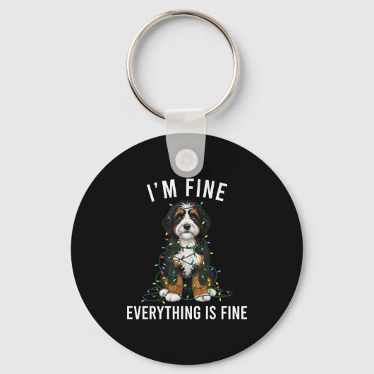 Porte-clés Bernedoodle Christmas I'm Fine Everything Is Fine (Recto)