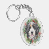 Porte-clés Bernedoodle Christmas Wreath Festive Pup (Devant gauche)