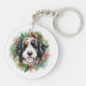 Porte-clés Bernedoodle Christmas Wreath Festive Pup (Dos)