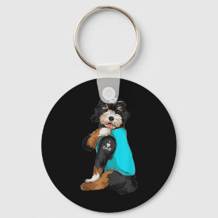 Porte-clés Bernedoodle I Love Papa Tattoo Apparel, Chien Papa