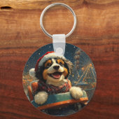 Porte-clés Bernedoodle Roller Dessous de verre Noël (Verso)