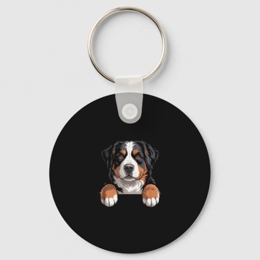 Porte-clés Bernese Mountain Dog Funny Peeking Cket Berner Pup (Recto)