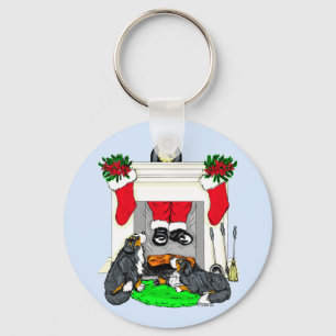 Porte-clés Bernese Mt Chien Père Noël Dégage Dans