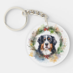 Porte-clés Bernois Mountain Festive Wreath Pup