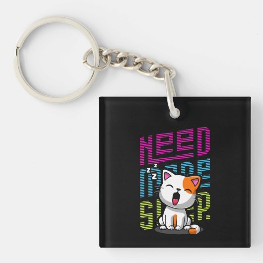 Porte-clés Besoin de plus de sommeil | Funny Cat expression d (Devant)