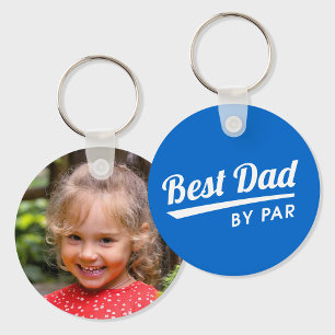 Porte-clés Best Dad By Par Custom Photo de l'enfant Blue Golf