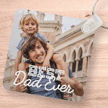 Porte-clés Best Dad Ever Modern Cool Stitch Custom Photo<br><div class="desc">This simple and modern design is composed of serif and cursive typography and add a custom photo</div>