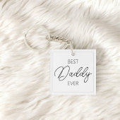 Porte-clés Best Daddy Ever Script Photo Porte - clé blanc