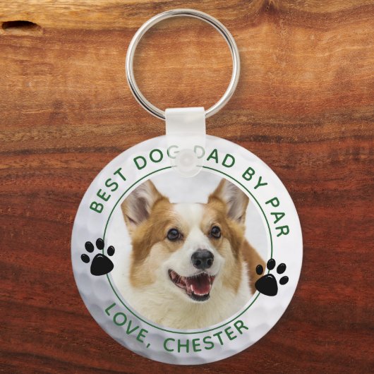 Porte-clés BEST DOG DAD BY PAR PAR Golf Ball Empreinte de pat (Recto)