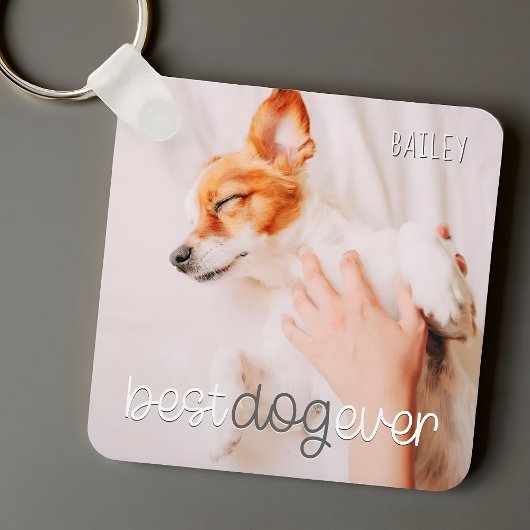Porte-clés Best Dog Ever Modern Playful Simple Chic Pet Photo