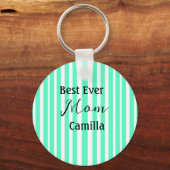 Porte-clés Best ever mom green stripped pattern pastel neon  (Recto)