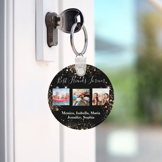 Porte-clés Best friends forever BFF photo black gold glitter