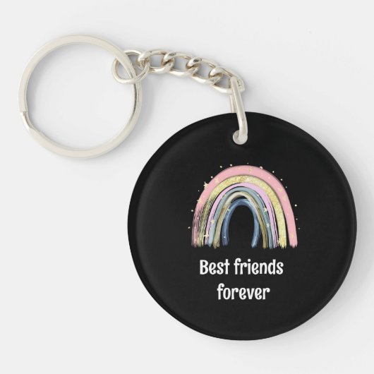 Porte-clés Best friends forever gold rainbow stars  (Devant)