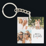 Porte-clés Best Friends Modern Chic BFF Script Photo<br><div class="desc">Un keycahin photo meilleur amis avec la chambre pour 3 photos. Personnalisez-le avec des photos de vos seins. Conçu pour vous par Blackberry Boulevard.</div>