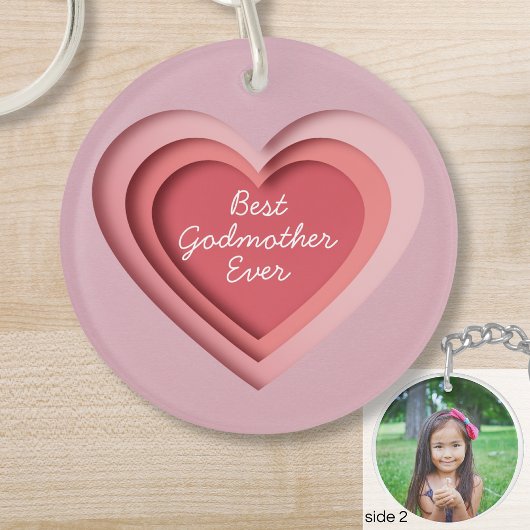 Porte-clés Best Godmother Ever Custom Photo Heart