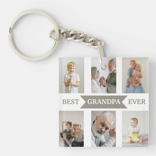 Porte-clés Best Grandpa Ever | Custom Photos Keychain (Devant)